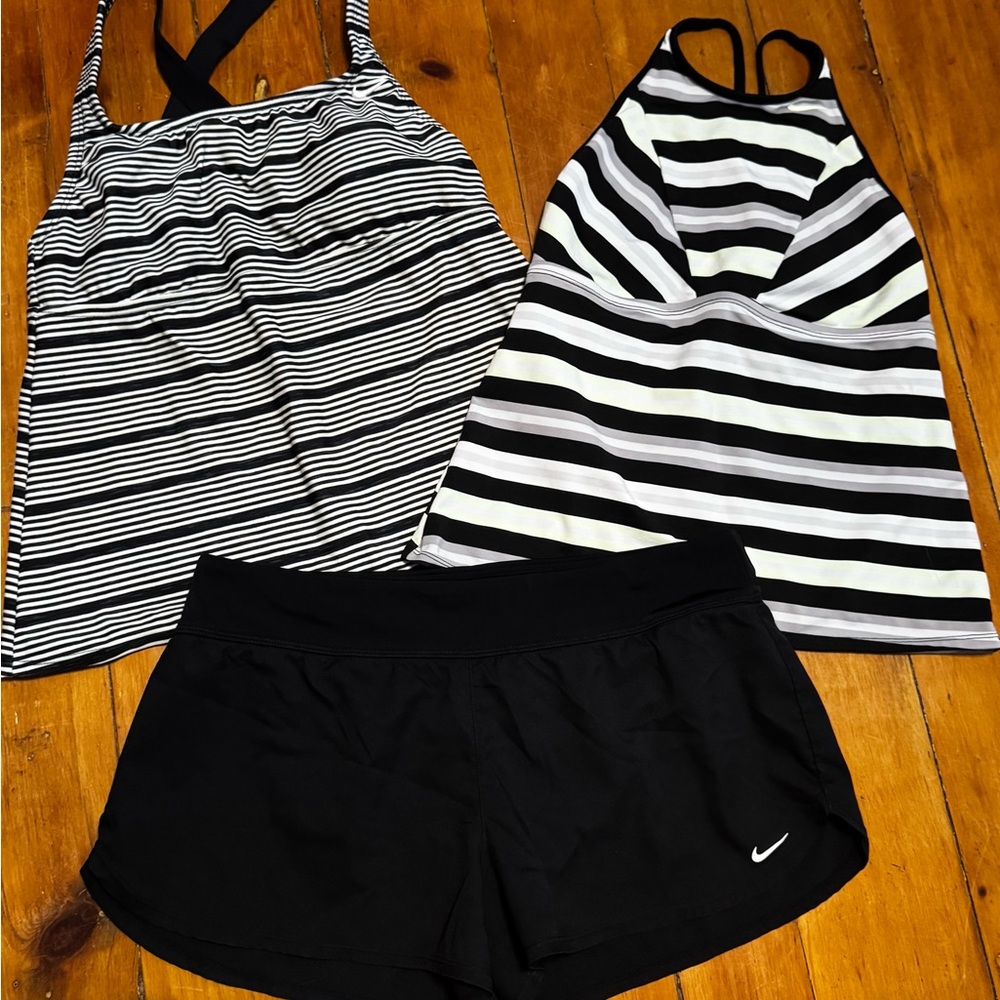 Nike Swim- Black, white, grey, yellow tankini sets Women’s Large